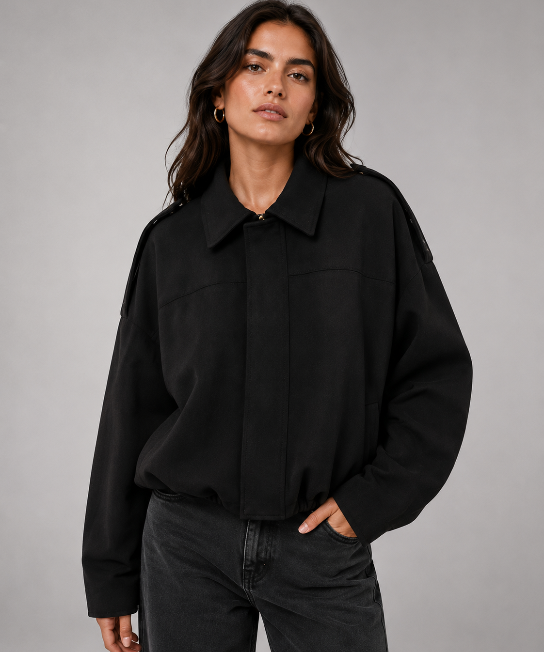 Manteau Vintage en Suédine Texturée – Manches Chauve-Souris, Col à Revers, Quotidien