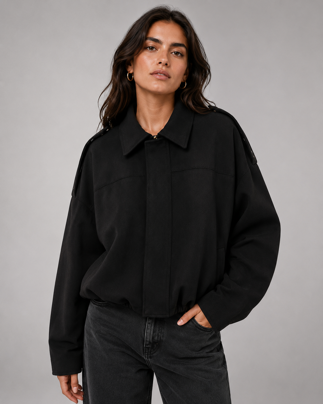 Manteau Vintage en Suédine Texturée – Manches Chauve-Souris, Col à Revers, Quotidien