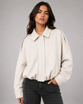 Manteau Vintage en Suédine Texturée – Manches Chauve-Souris, Col à Revers, Quotidien