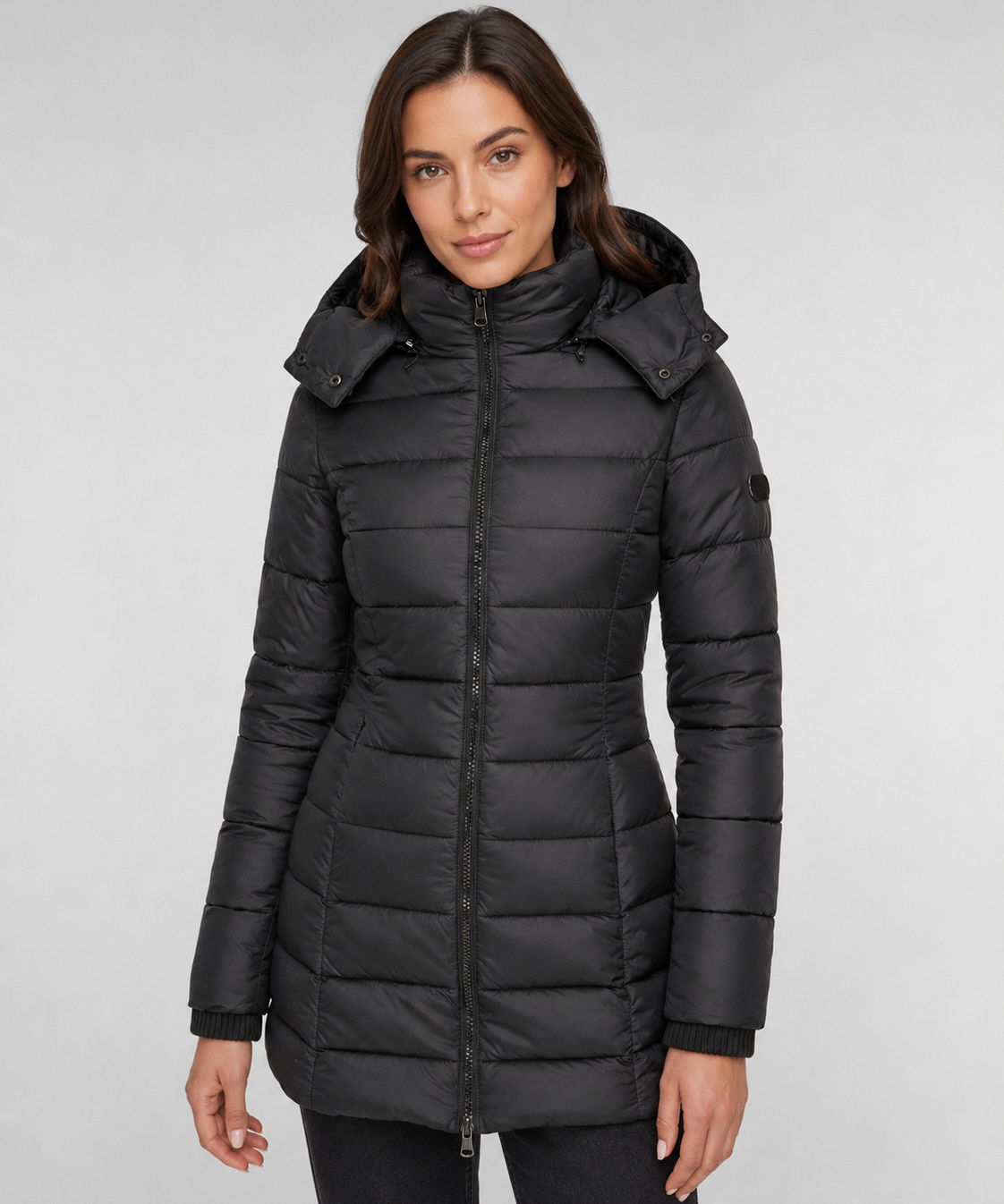Manteau en coton femme – Coupe ajustée, longueur mi-longue, modèle chaud