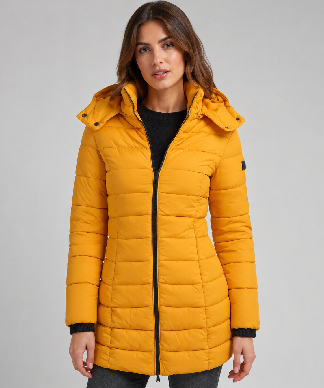 Manteau en coton femme – Coupe ajustée, longueur mi-longue, modèle chaud