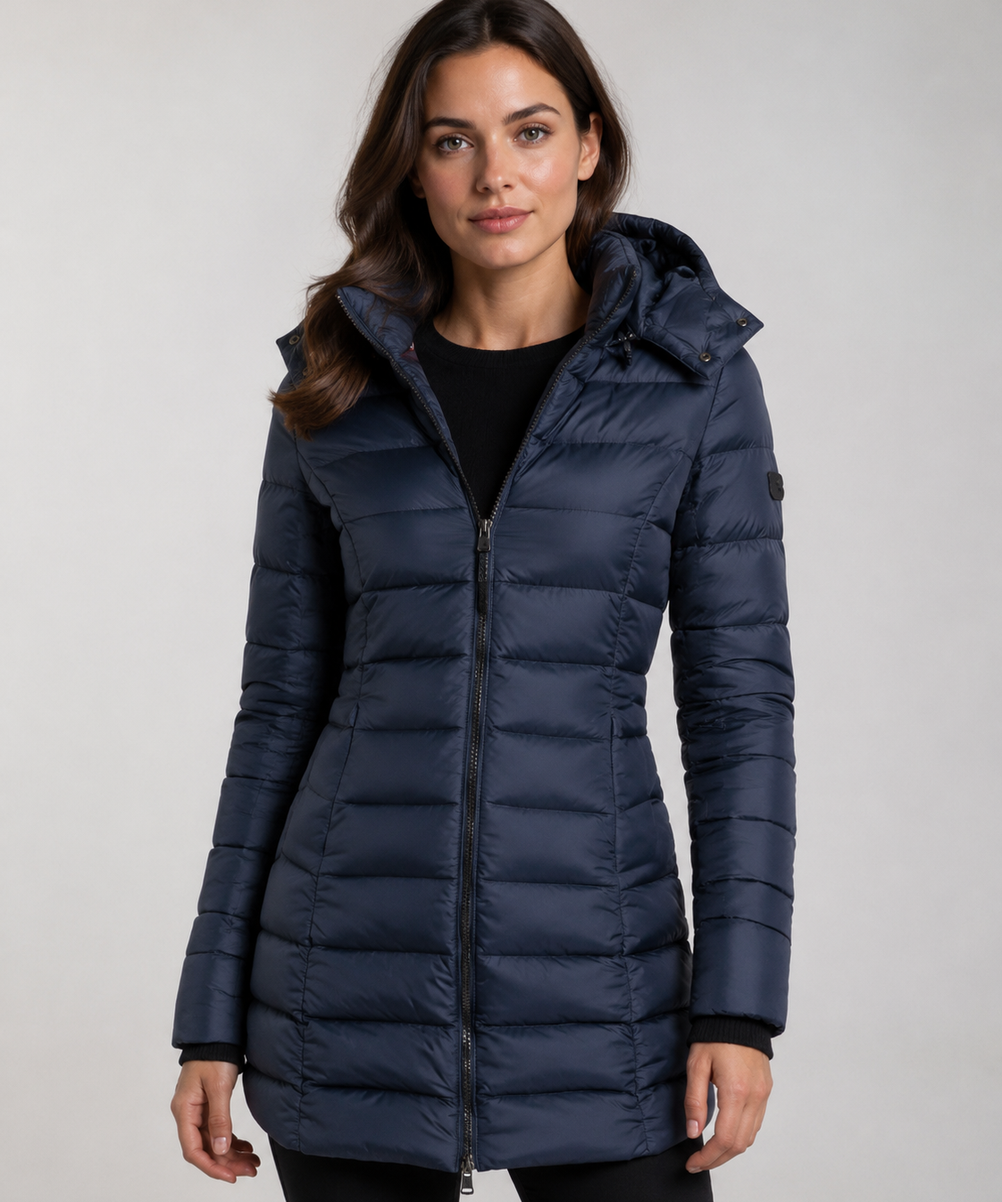 Manteau en coton femme – Coupe ajustée, longueur mi-longue, modèle chaud
