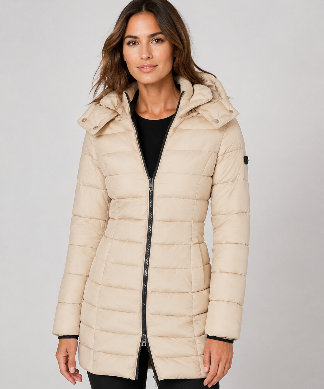 Manteau en coton femme – Coupe ajustée, longueur mi-longue, modèle chaud