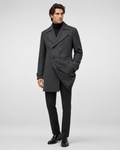 Manteau croisé en tweed pour homme – Coupe droite, revers larges, style formel