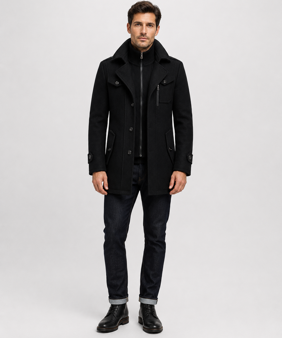 Manteau long à col montant – Une pièce sophistiquée pour le quotidien