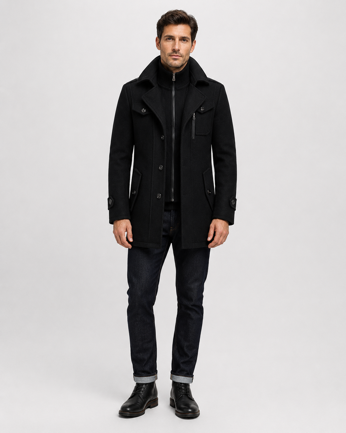 Manteau long à col montant – Une pièce sophistiquée pour le quotidien