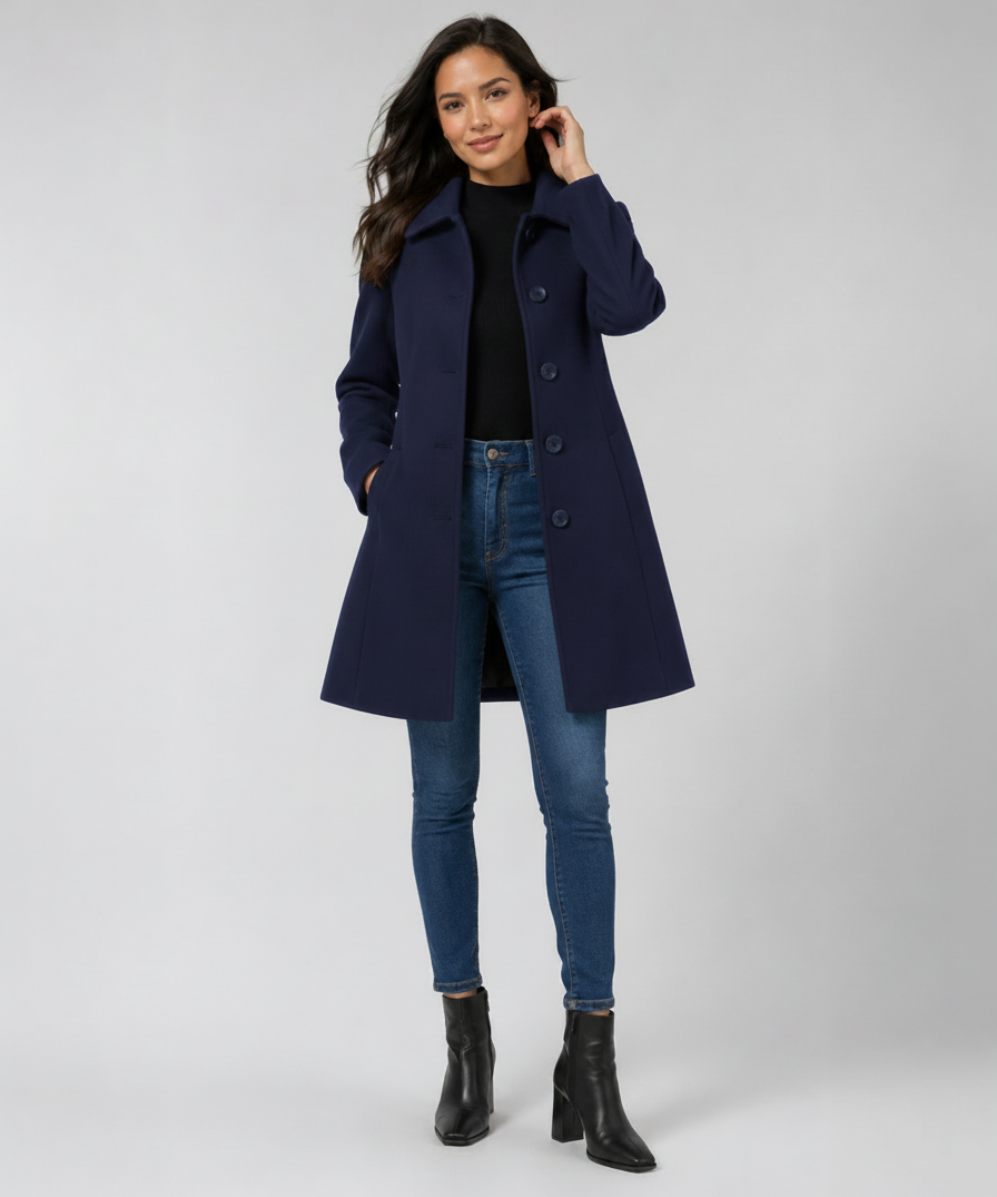 Manteau trench d'hiver pour femme – Simple boutonnage, coupe ajustée, usage quotidien