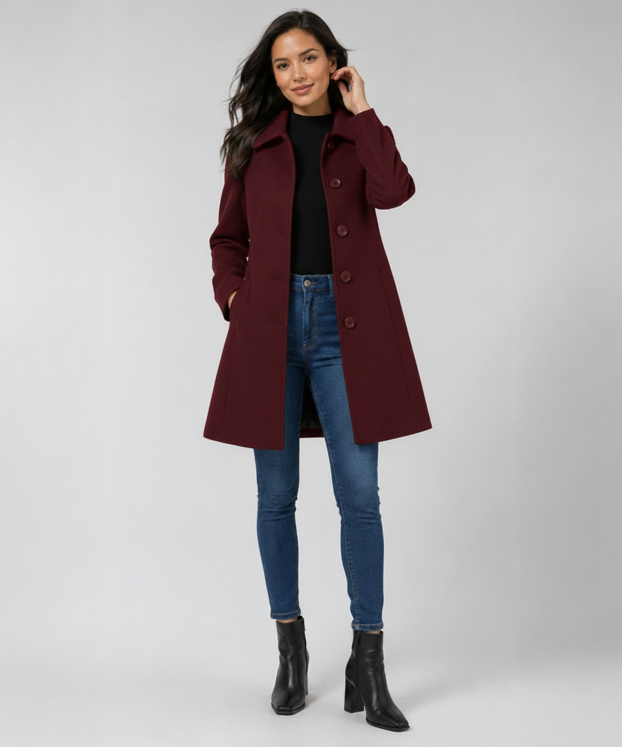 Manteau trench d'hiver pour femme – Simple boutonnage, coupe ajustée, usage quotidien