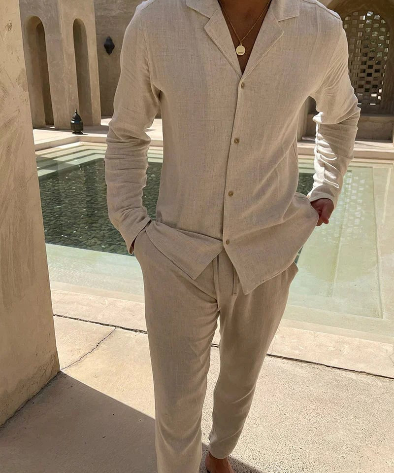 Ensemble d’été en lin homme chemise et pantalon
