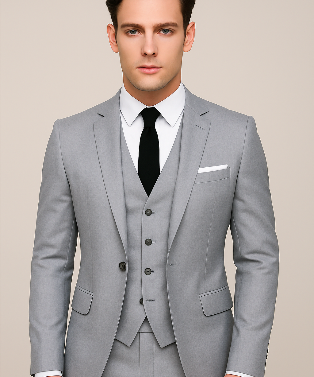 Costume Formel 3 Pièces Homme – Coupe Ajustée à Un Bouton