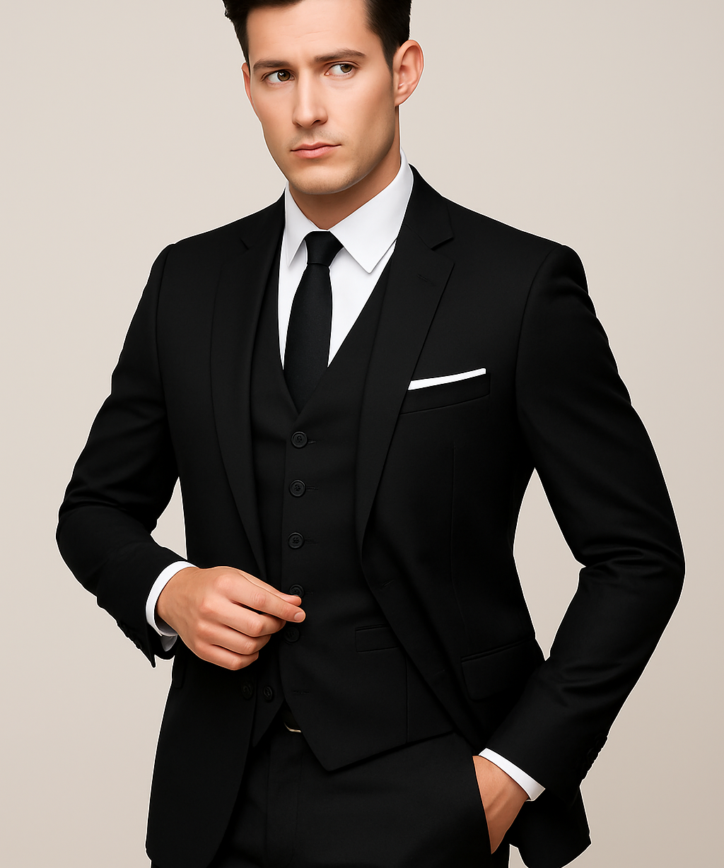 Costume Formel 3 Pièces Homme – Coupe Ajustée à Un Bouton