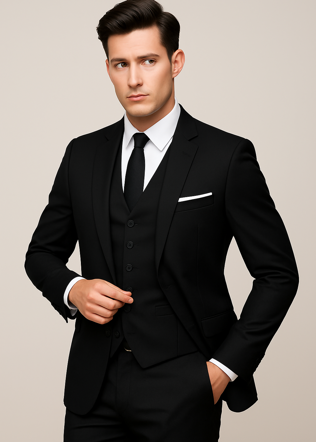 Costume Formel 3 Pièces Homme – Coupe Ajustée à Un Bouton