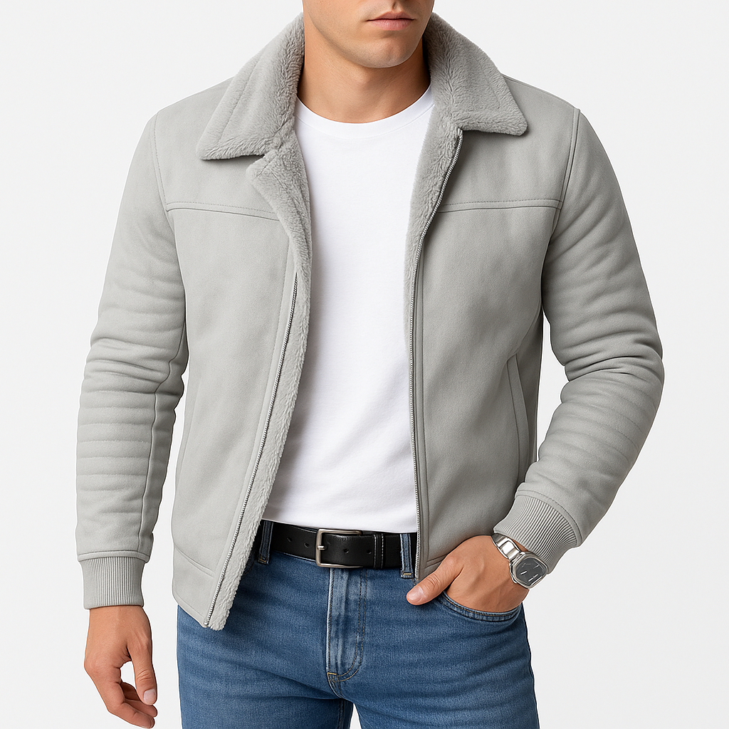 Veste d’Hiver Homme avec Col en Fourrure et Fermeture Zip