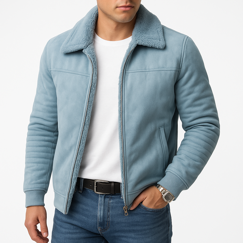 Veste d’Hiver Homme avec Col en Fourrure et Fermeture Zip