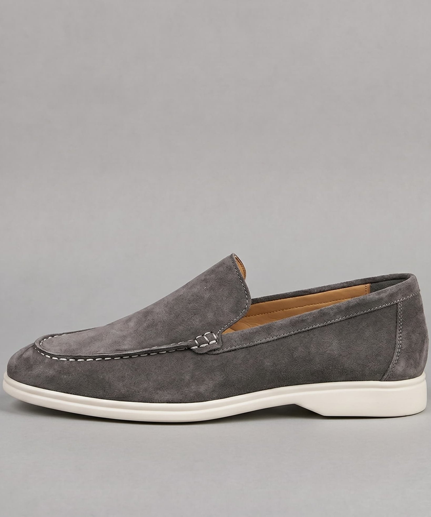 Mocassins en Daim – Modèle à Enfiler, Coutures Apparentes, Pour le Quotidien