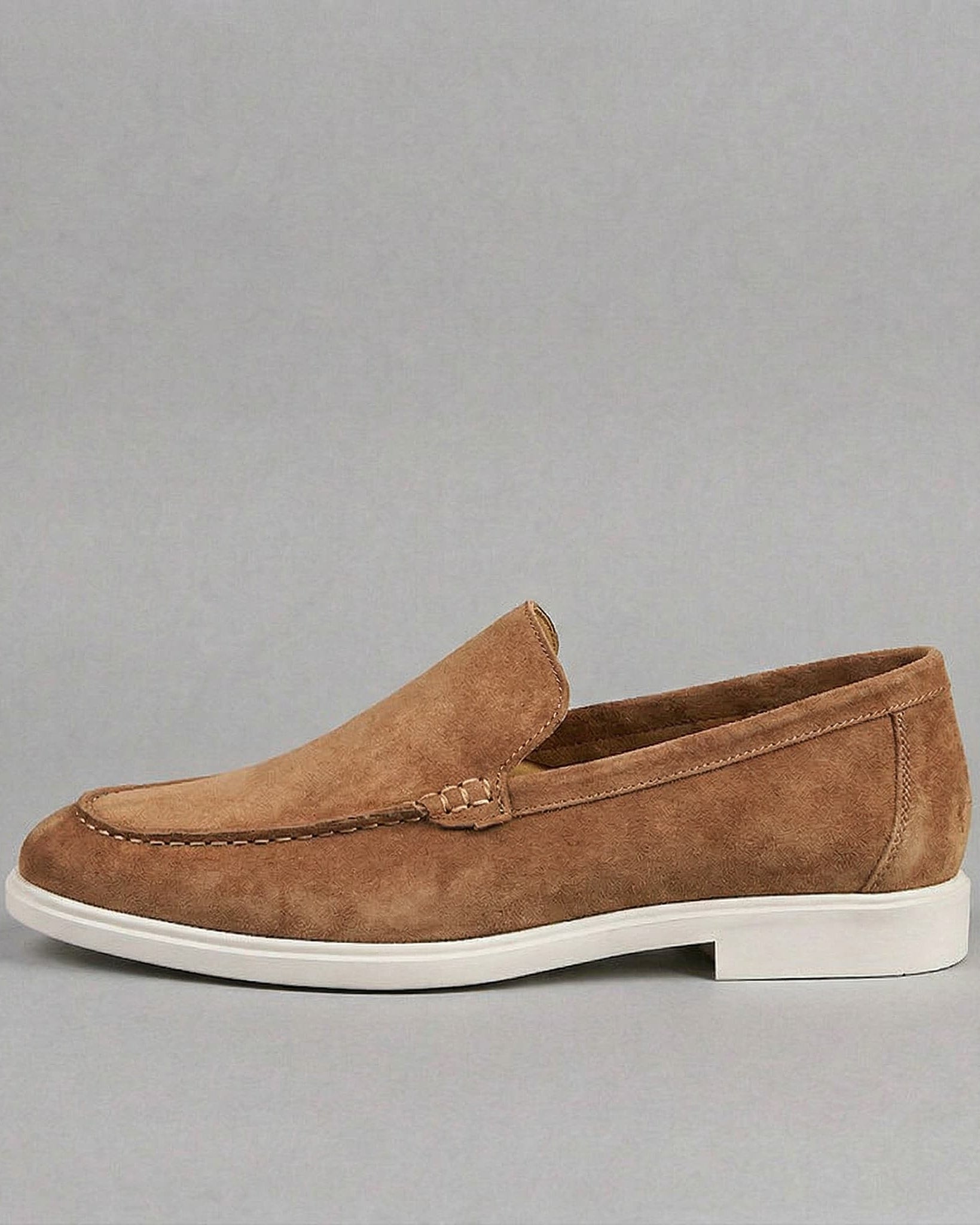 Mocassins en Daim – Modèle à Enfiler, Coutures Apparentes, Pour le Quotidien
