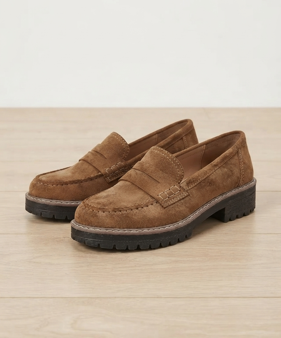 Mocassins slip-on pour femme – En daim, bout arrondi, style urbain au quotidien