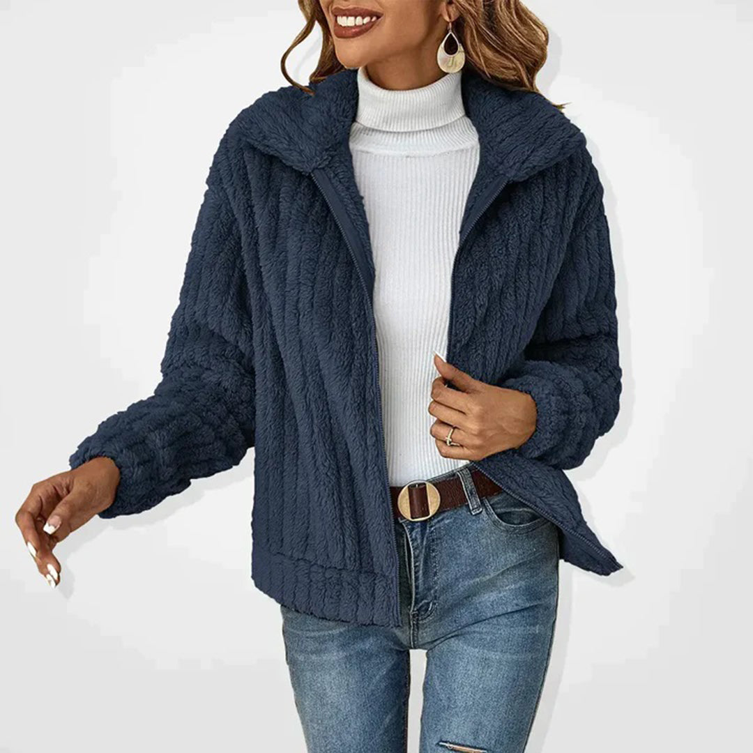 Gilet en Fleece Douillet Femme avec Zip et Col Montant