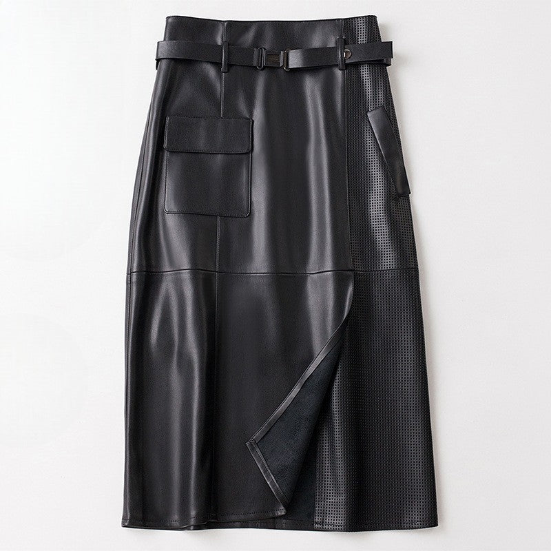Jupe en cuir de mouton Vella élégante