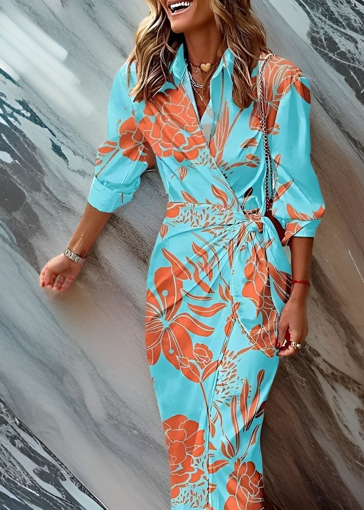Robe portefeuille à motifs