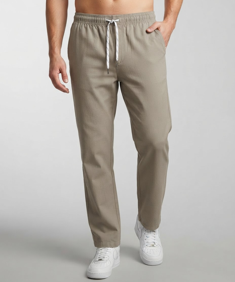 Pantalon homme – Coupe ample, Cordon de serrage, Style urbain décontracté