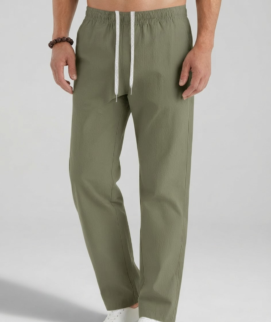 Pantalon homme – Coupe ample, Cordon de serrage, Style urbain décontracté