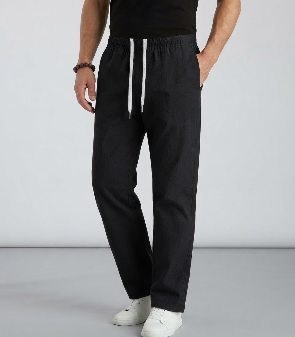 Pantalon homme – Coupe ample, Cordon de serrage, Style urbain décontracté