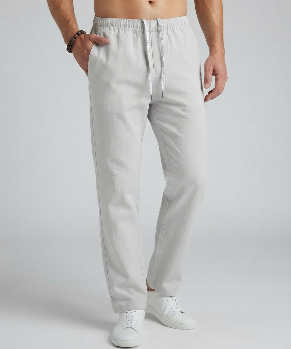 Pantalon homme – Coupe ample, Cordon de serrage, Style urbain décontracté