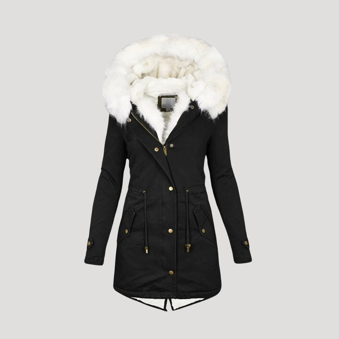 Parka d’Hiver Féminine – Capuche Fourrure Synthétique & Design Ceinturé