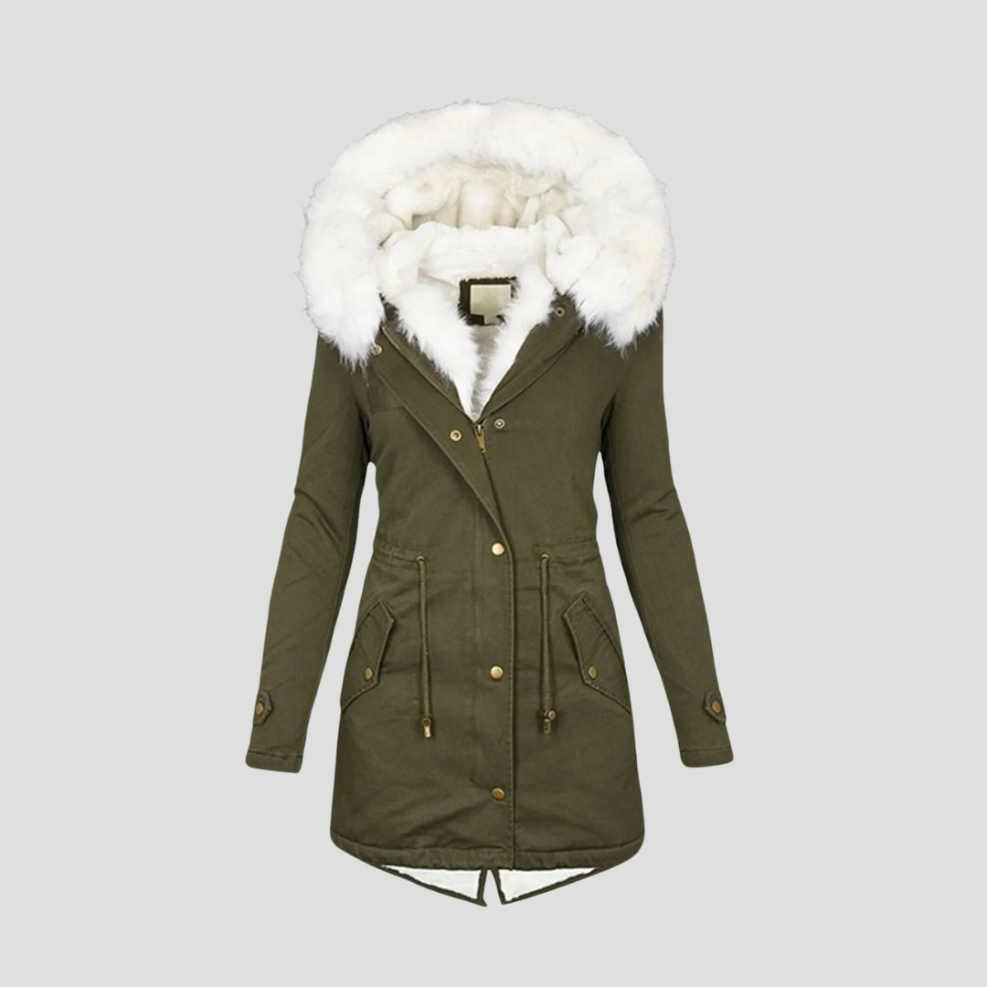 Parka d’Hiver Féminine – Capuche Fourrure Synthétique & Design Ceinturé