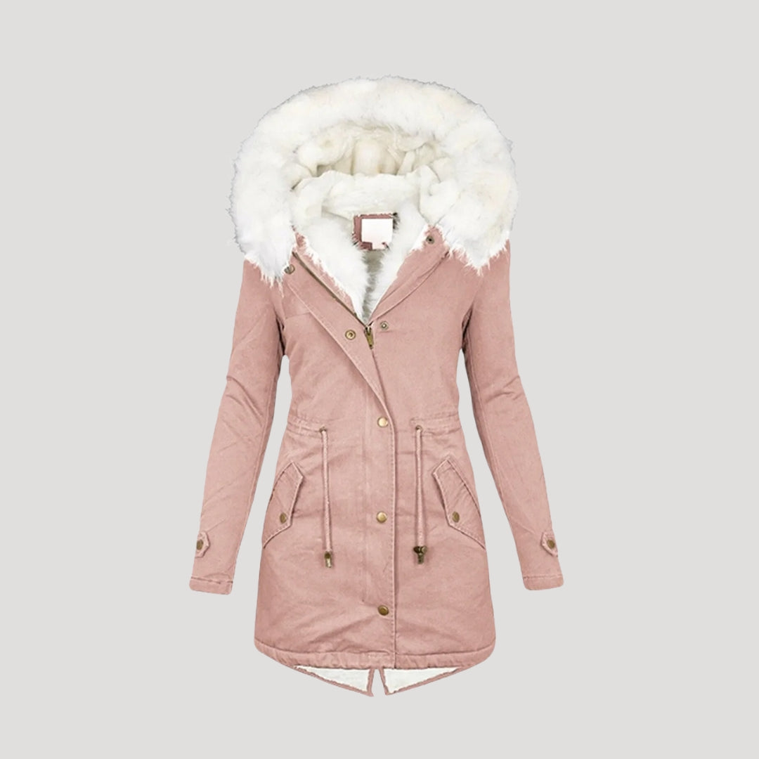 Parka d’Hiver Féminine – Capuche Fourrure Synthétique & Design Ceinturé