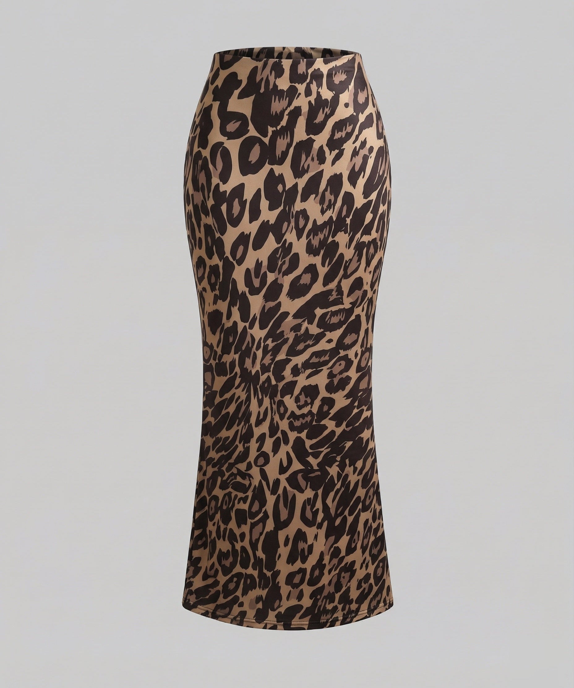 Jupe maxi satinée ajustée à motif léopard