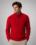 Pull Homme – Maille Jacquard, Col Montant à Demi-Zip, Usage Quotidien
