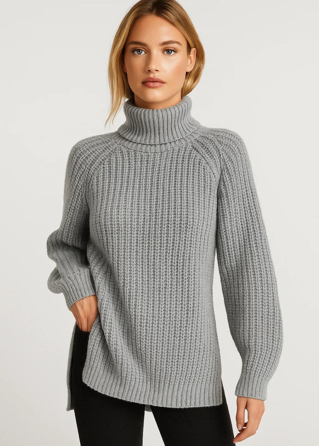 Pull Long Col Roulé Femme & Maille Chaude