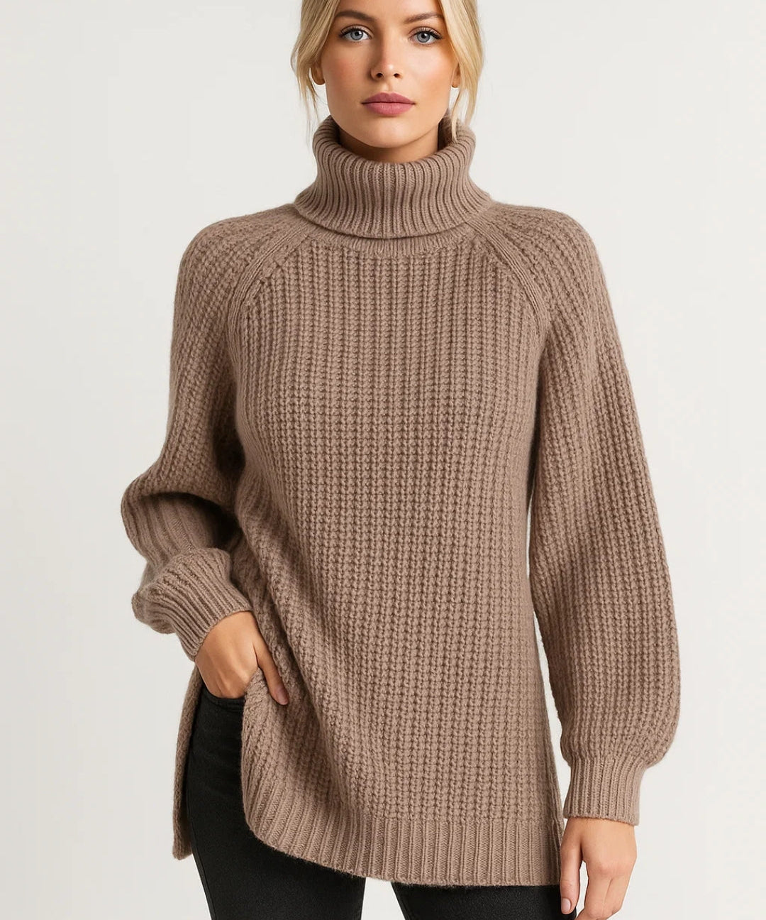 Pull Long Col Roulé Femme & Maille Chaude
