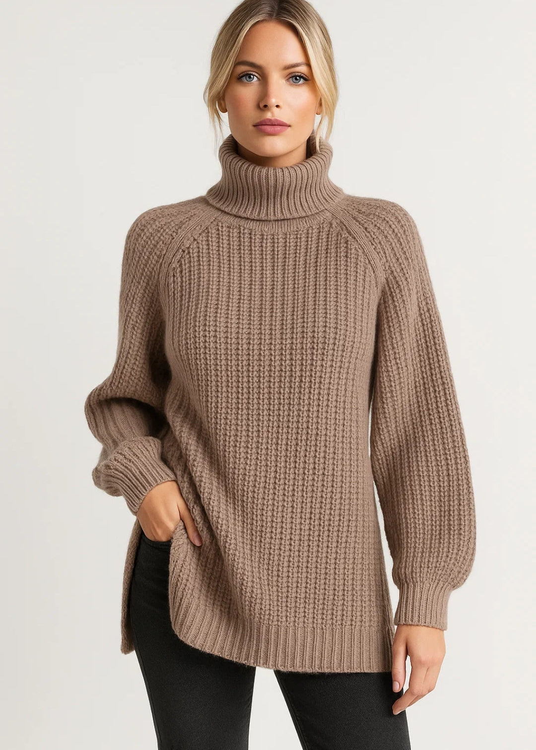 Pull Long Col Roulé Femme & Maille Chaude