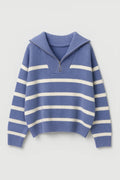Pull Femme Rayé à Col Zippé