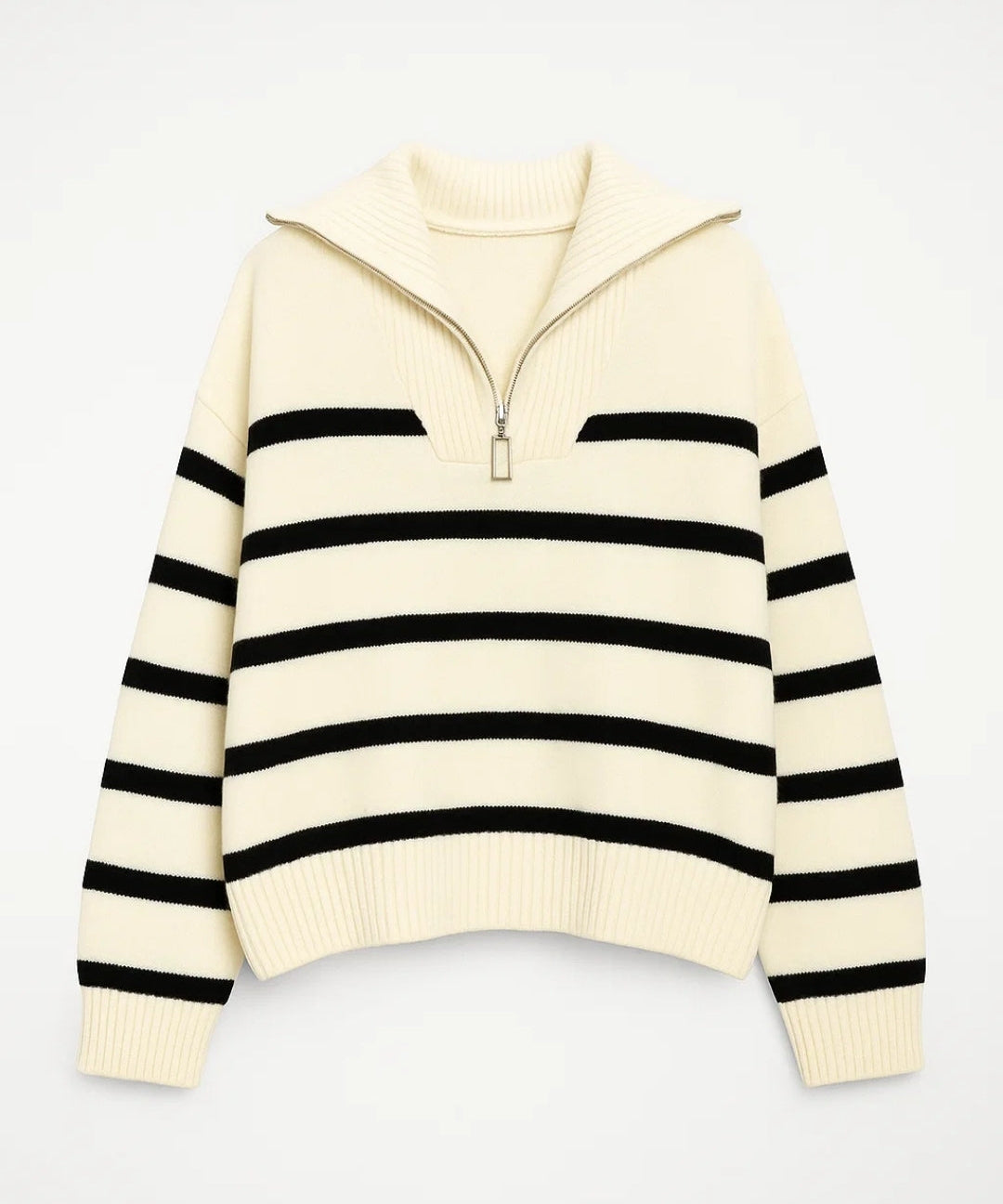 Pull Femme Rayé à Col Zippé