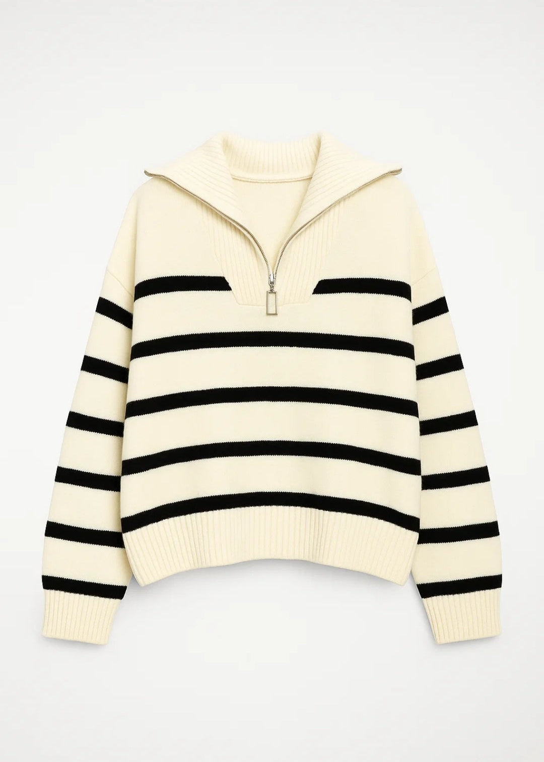 Pull Femme Rayé à Col Zippé