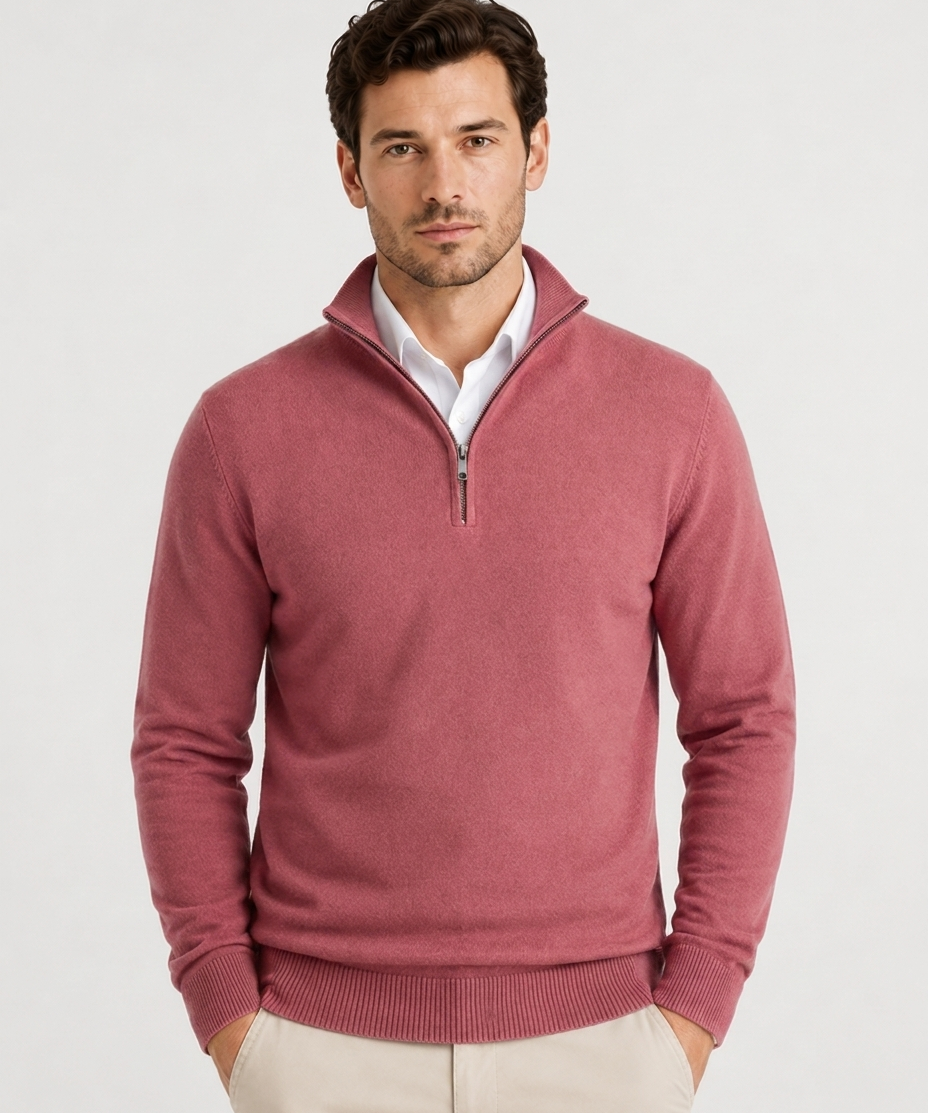 Pull à Demi-Fermeture Éclair – Maille douce coupe classique pour le quotidien