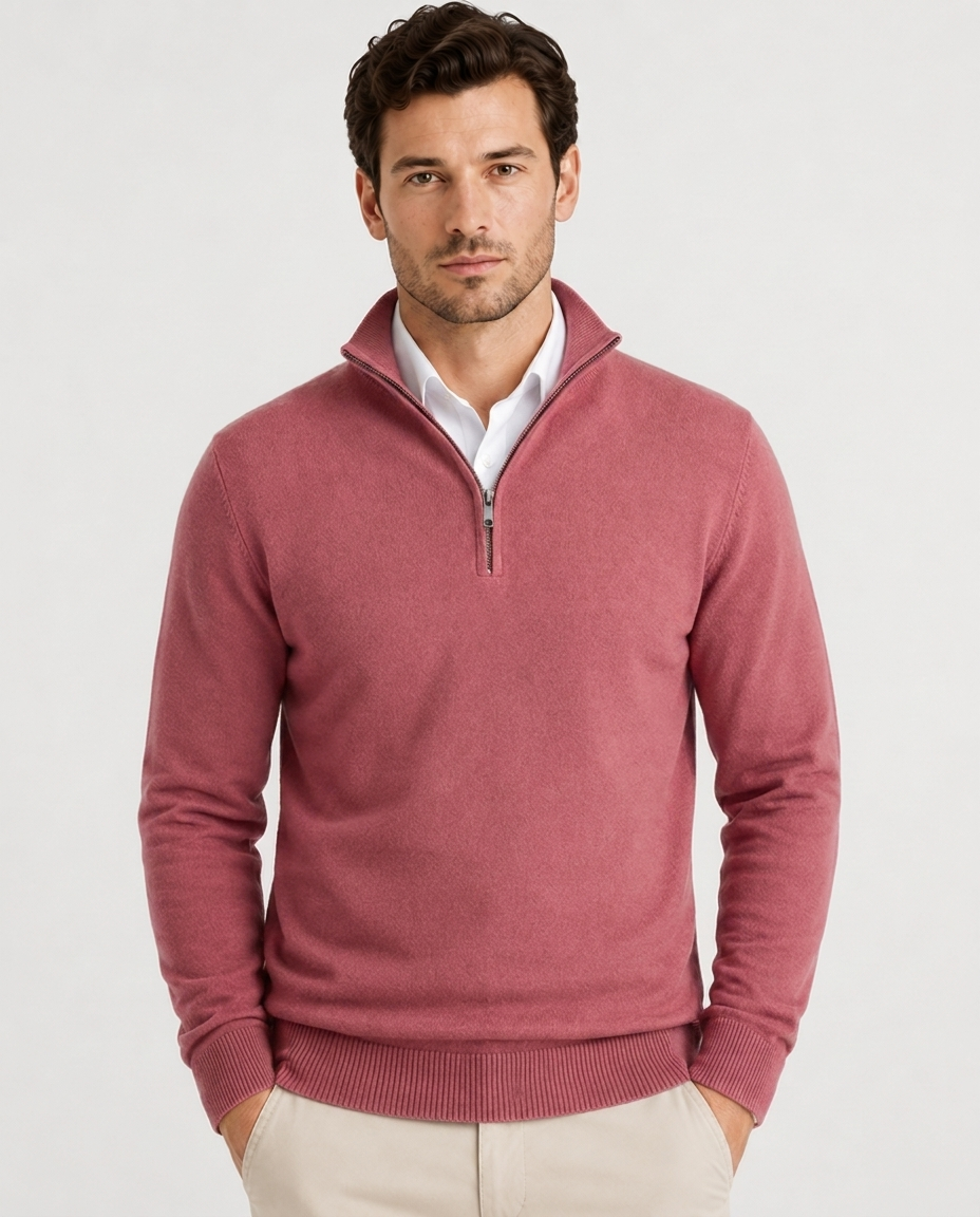 Pull à Demi-Fermeture Éclair – Maille douce coupe classique pour le quotidien