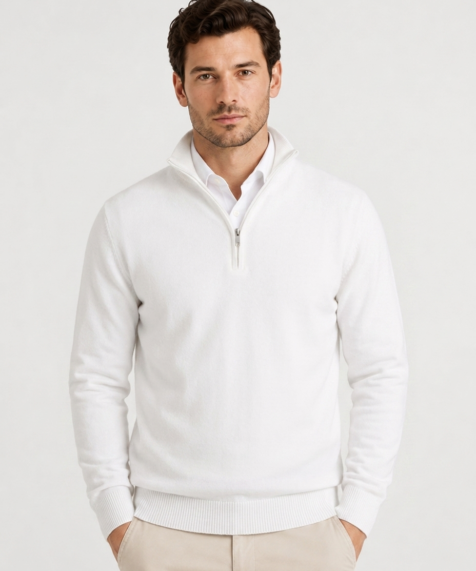 Pull à Demi-Fermeture Éclair – Maille douce coupe classique pour le quotidien