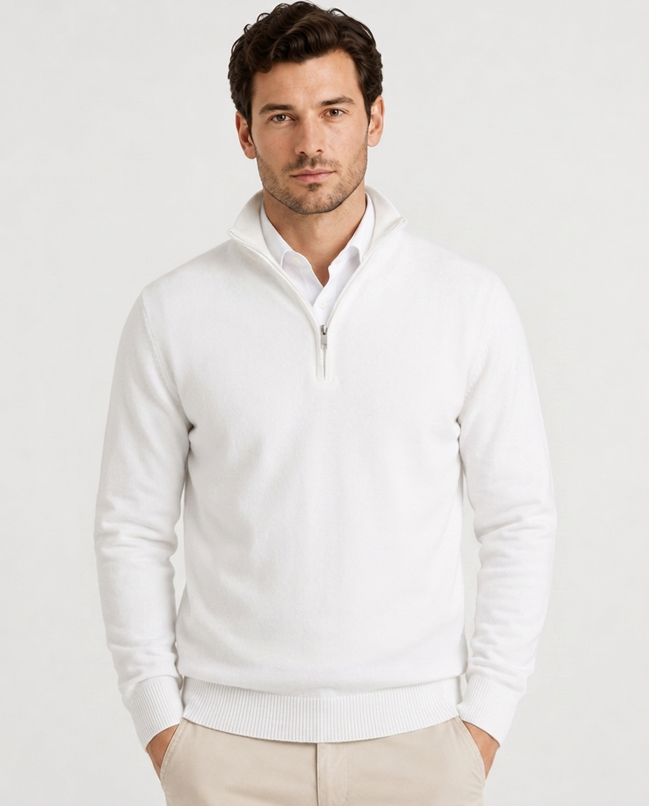 Pull à Demi-Fermeture Éclair – Maille douce coupe classique pour le quotidien