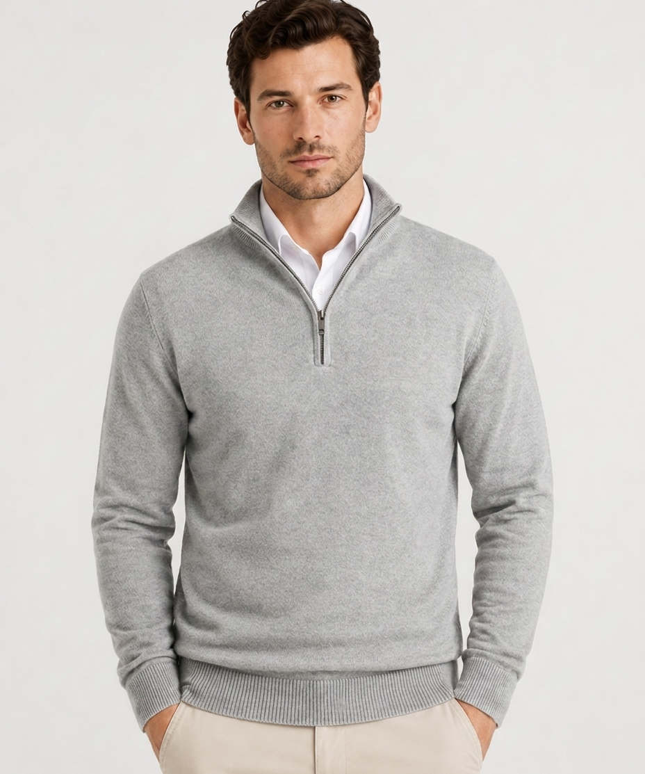 Pull à Demi-Fermeture Éclair – Maille douce coupe classique pour le quotidien