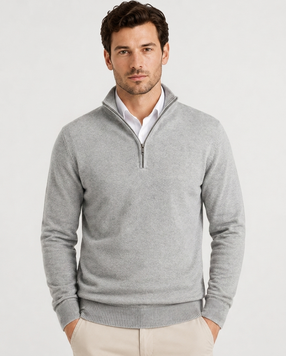 Pull à Demi-Fermeture Éclair – Maille douce coupe classique pour le quotidien