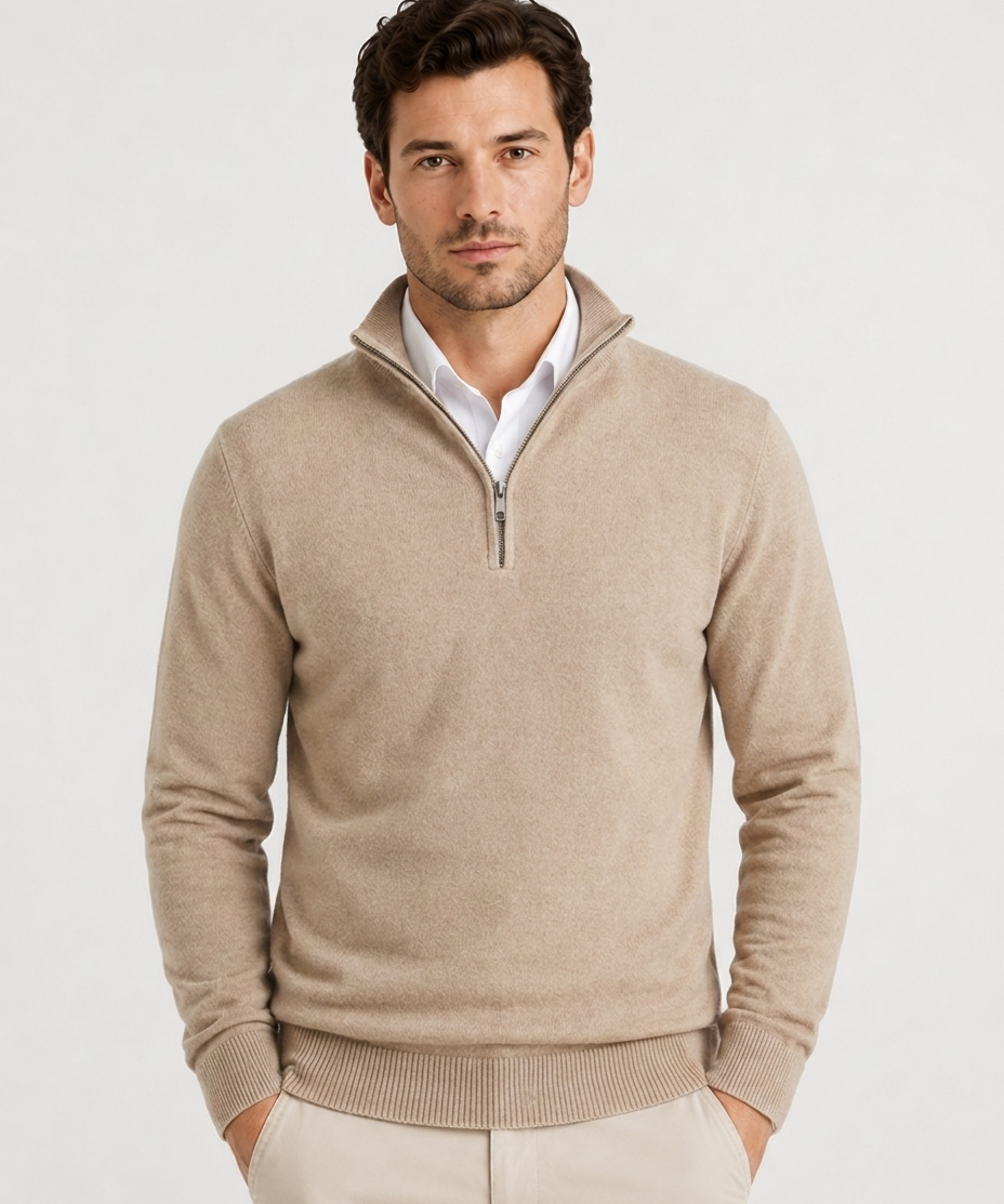 Pull à Demi-Fermeture Éclair – Maille douce coupe classique pour le quotidien