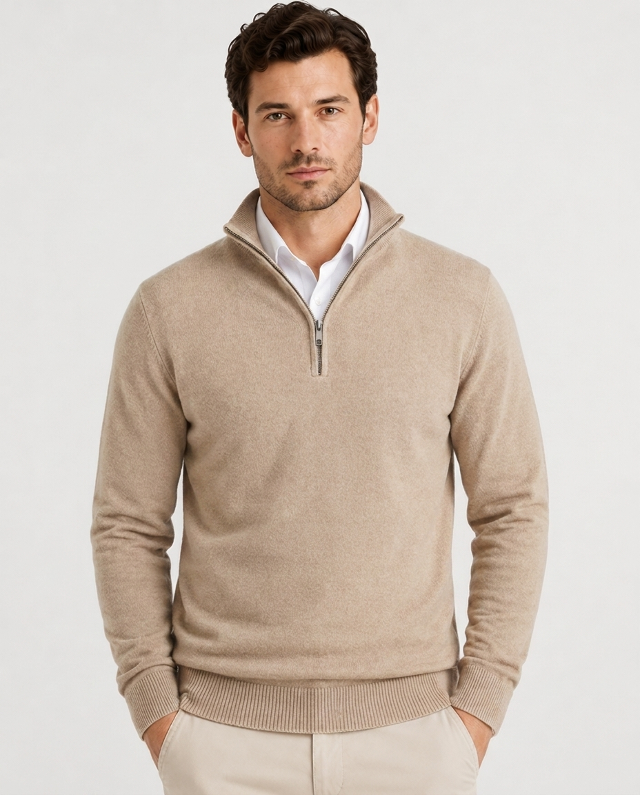 Pull à Demi-Fermeture Éclair – Maille douce coupe classique pour le quotidien