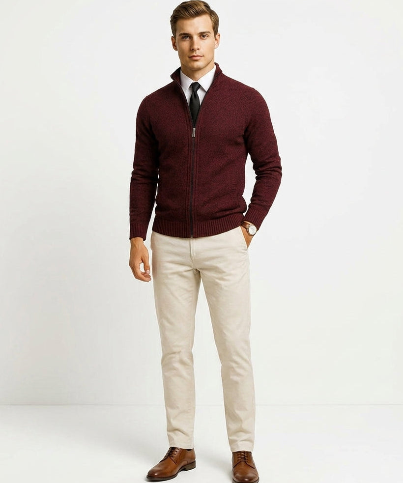 Pull ajusté à capuche pour homme – Laine mérinos, coupe ajustée, idéal au quotidien