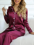 Ensemble Pyjama Satin Féminin – Manches Longues & Boutonné