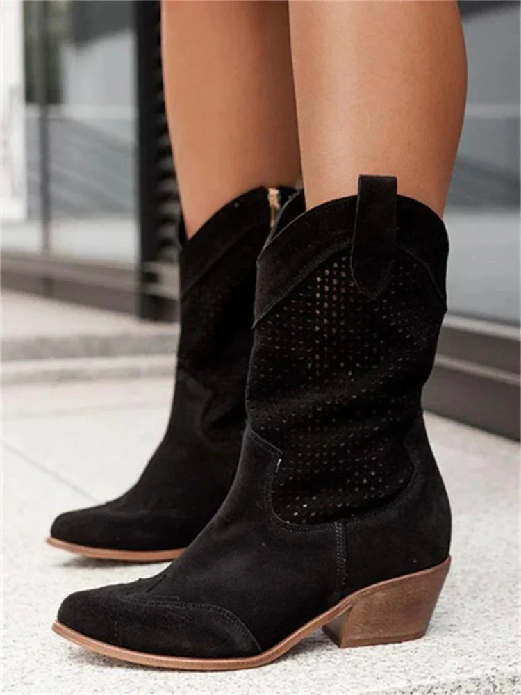 Bottes de Cowboy Chic et Respirantes Femme avec Zip
